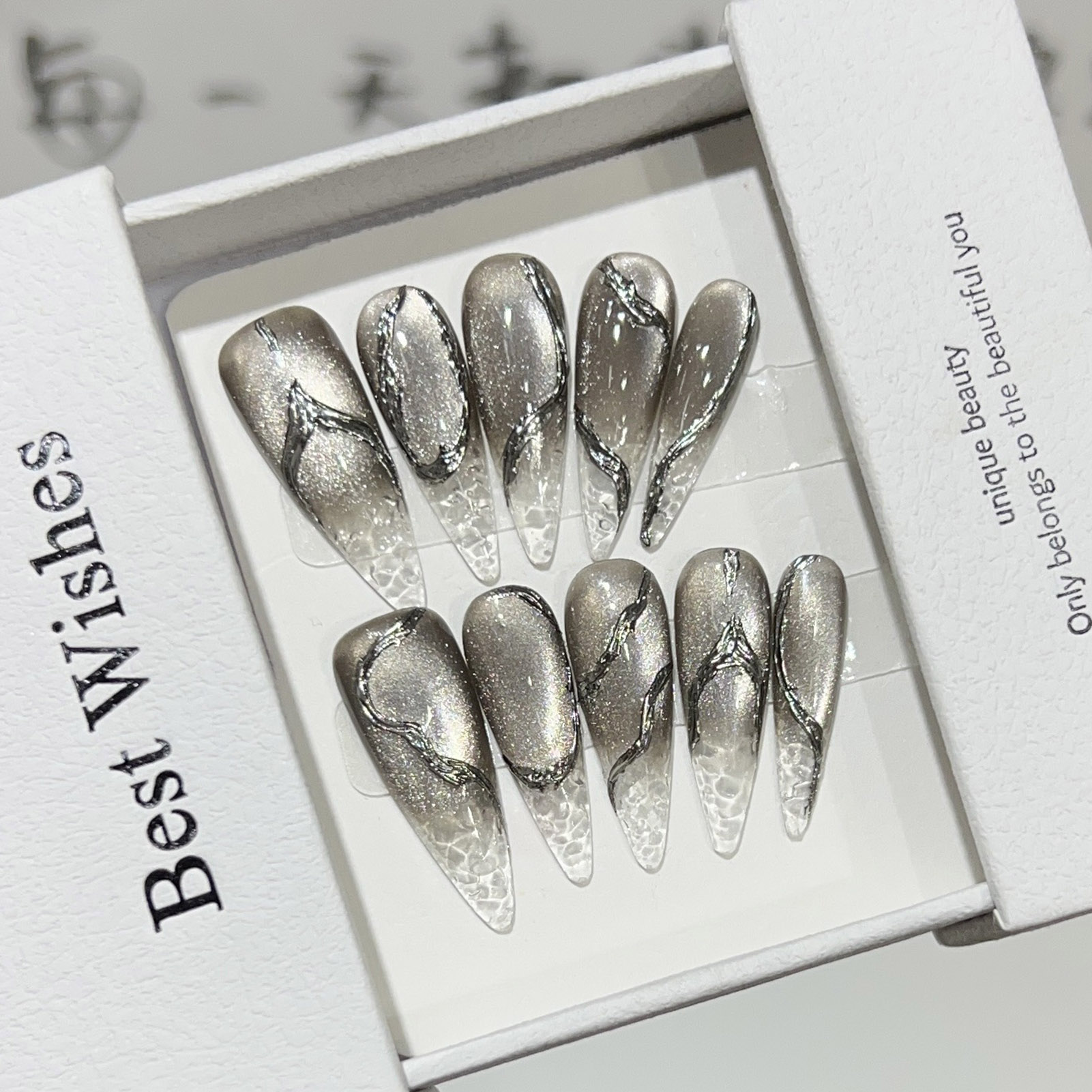 Nail Extension Tips - 10pcs Halloween False Nails Resusable Long
