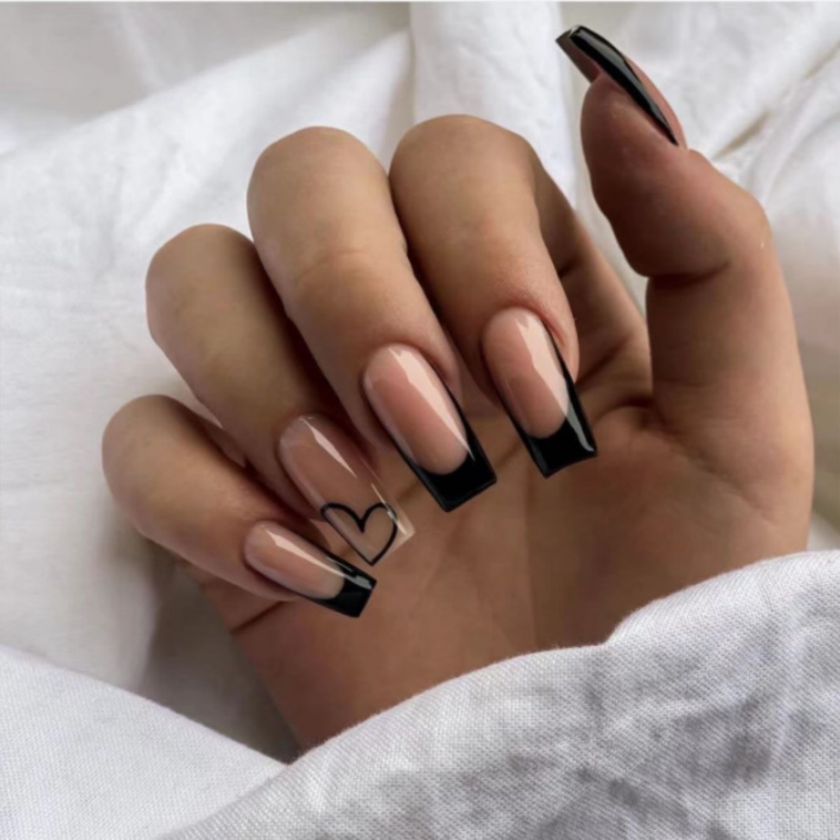 24pcs Black French Fake Nails  - Nail Extension Tips recension och pris