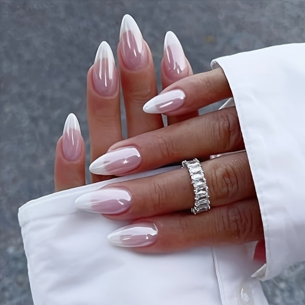 24PCS Milky White Press on Nai - Nail Extension Tips recension och pris