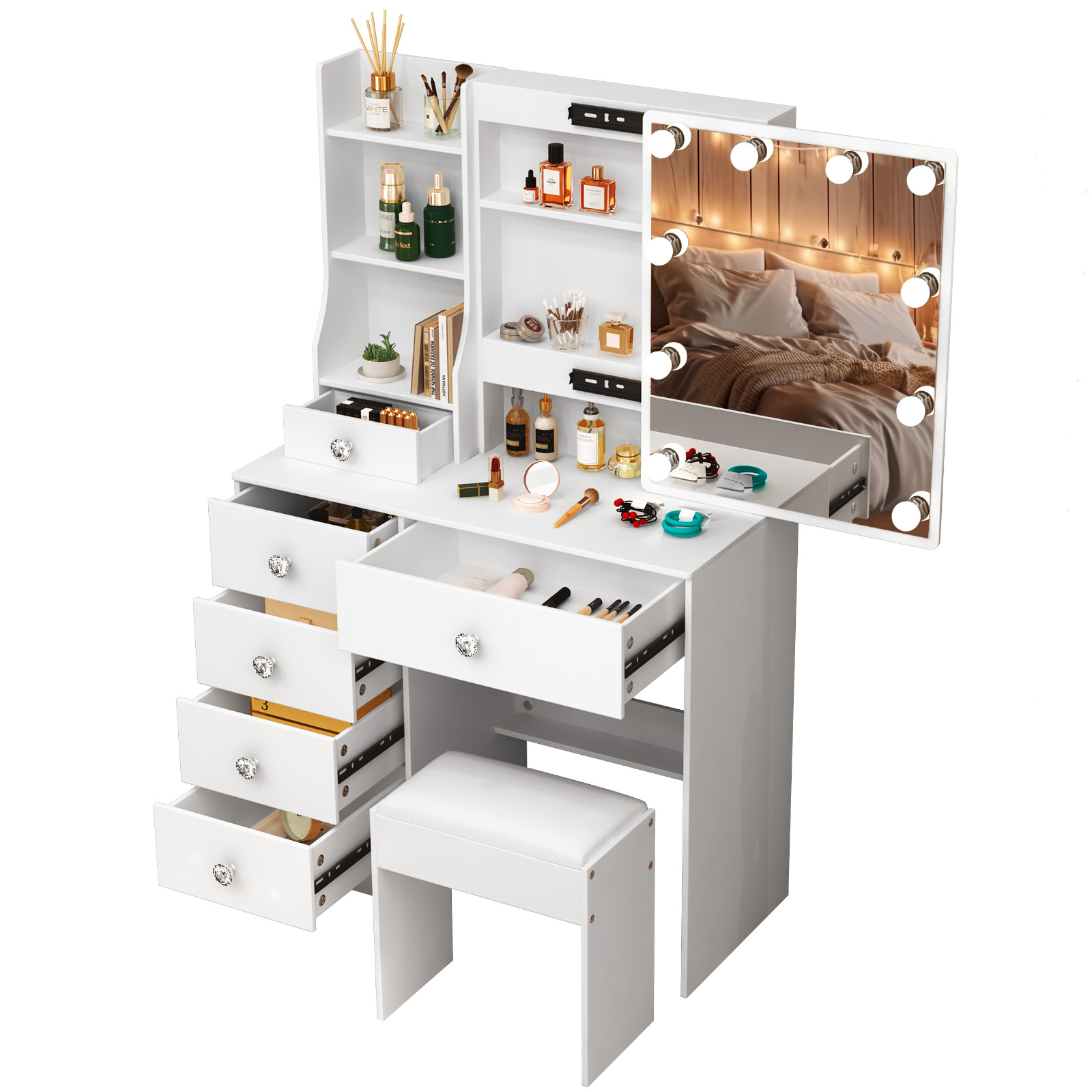 White Makeup Vanity Desk with  - X Beauty Makeup recension och pris